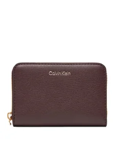 Calvin Klein Duży Portfel Damski Foil Logo Medium Zip Around LV04F1091G Bordowy - Portfele - miniaturka - grafika 1