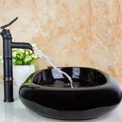 Umywalki - bateria umywalkowa retro + umywalka DELICE czarna - miniaturka - grafika 1
