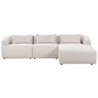 Narożniki - BELIANI Narożnik lewostronny 3-osobowy beżowy tapicerowany sofa narożna dodatkowe poduszki minimalistyczny styl - miniaturka - grafika 1