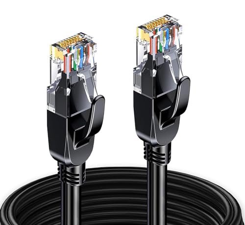 Elfcam® - 3,5m RJ45 Cat 7 Ethernet Kabel Sieciowy, Skręcona para SFTP 100% Miedziana, średnica Kabla 6 mm, Kabel 28 AWG Okrągły i Czarny (3,5M)