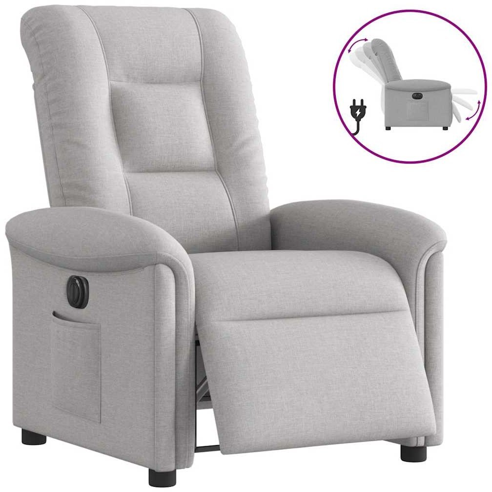 vidaXL Elektryczny fotel rozkładany Cloud Grey Fabric