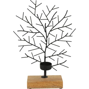 Świecznik na tealight, w kształcie drzewa, metalowy, 32 x 22 cm - Świeczniki - miniaturka - grafika 1