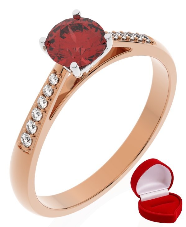 ZŁOTY PIERŚCIONEK ZARĘCZYNOWY 585 14k RUBIN 0,50 ct RÓŻOWE ZŁOTO R14