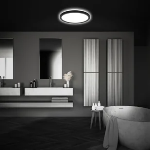 Briloner Lampa sufitowa LED Pulap, czarna, Ø 29 cm, tworzywo sztuczne, IP44 - Lampy sufitowe - miniaturka - grafika 1