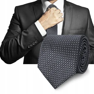 Elegancki KRAWAT Męski Klasyczny GRAFITOWY Krateczka M.60 Pako Jeans - Krawaty i muchy męskie - miniaturka - grafika 1