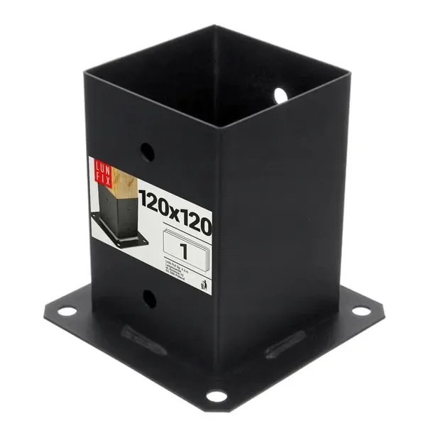 Podstawa słupa 12x12 cm czarna przykręcana do betonu kotwa ozdobna 1szt.