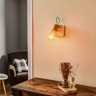 Lampy ścienne - Lampa ścienna Loki, 1 oprawa, drewno jasne/białe - miniaturka - grafika 1