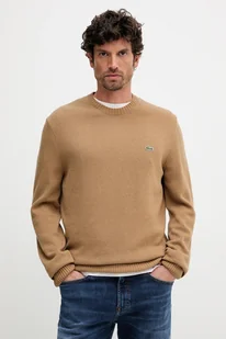 Lacoste sweter wełniany męski kolor brązowy lekki AH2916 - Swetry męskie - miniaturka - grafika 1