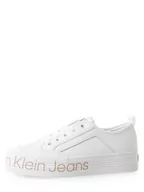 Trampki damskie - Calvin Klein Jeans - Damskie tenisówki ze skóry, biały - miniaturka - grafika 1