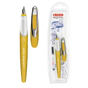 Herlitz Pióro wieczne My.Pen M musztardowe/białe - Przybory szkolne - miniaturka - grafika 1