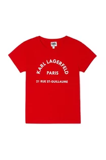 Koszulki dla dziewczynek - Karl Lagerfeld T-shirt bawełniany dziecięcy Z15T59.114.150 kolor czerwony - grafika 1