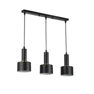 Lampy sufitowe - Lampa wisząca Tema 3-punktowa E27 120 cm IP20 stal aluminium czarna MasterLED - miniaturka - grafika 1