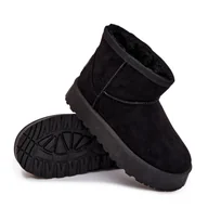 Śniegowce damskie - Śniegowce Dziecięce Ocieplane Futerkiem SS374018 Czarne-35 - miniaturka - grafika 1