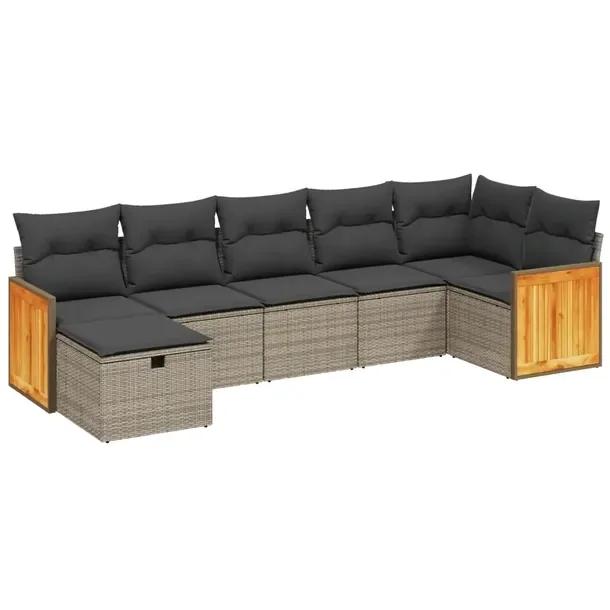 Zestaw wypoczynkowy ogrodowy szary z poduszkami, rattan PE, 62 x 62 x 69 cm