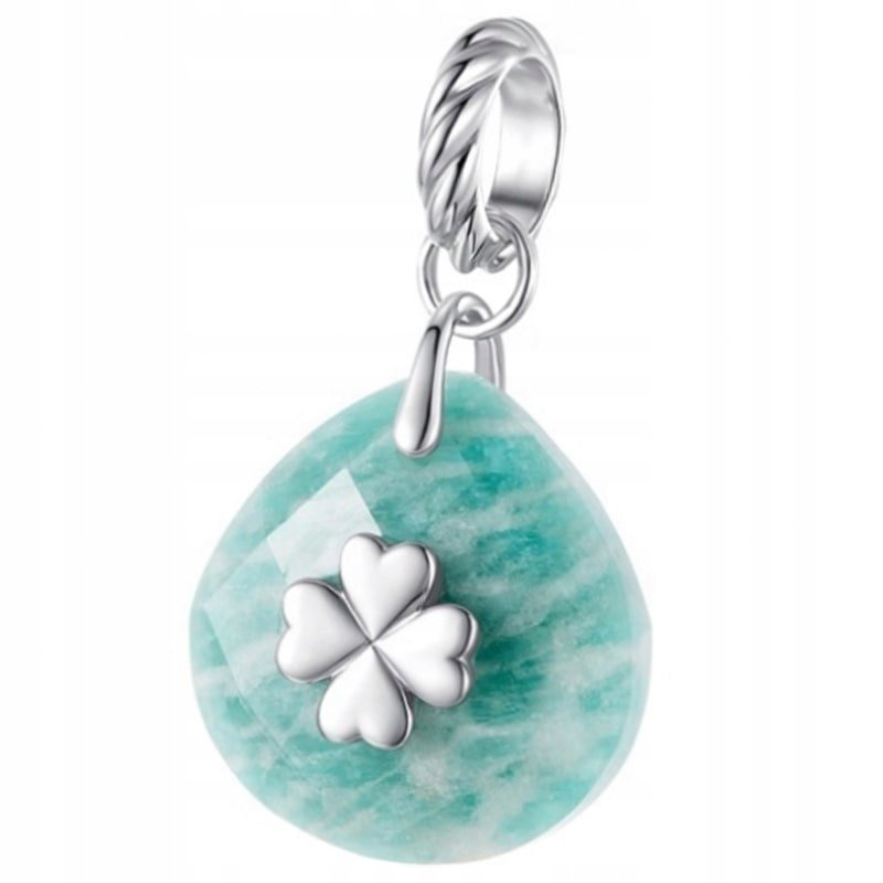Charms Zawieszka Charms Naturalny Amazonit Koniczynka Srebro 925 Charmsy Tr