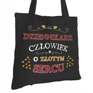 Torby i wózki na zakupy - Torba Bawełniana dla Dziennikarza Czarna Prezent ekologiczna Trwały Nadruk - miniaturka - grafika 1