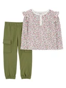 Spodenki dla niemowląt - carter's 2-częściowy zestaw w kolorze zielonym ze wzorem - miniaturka - grafika 1