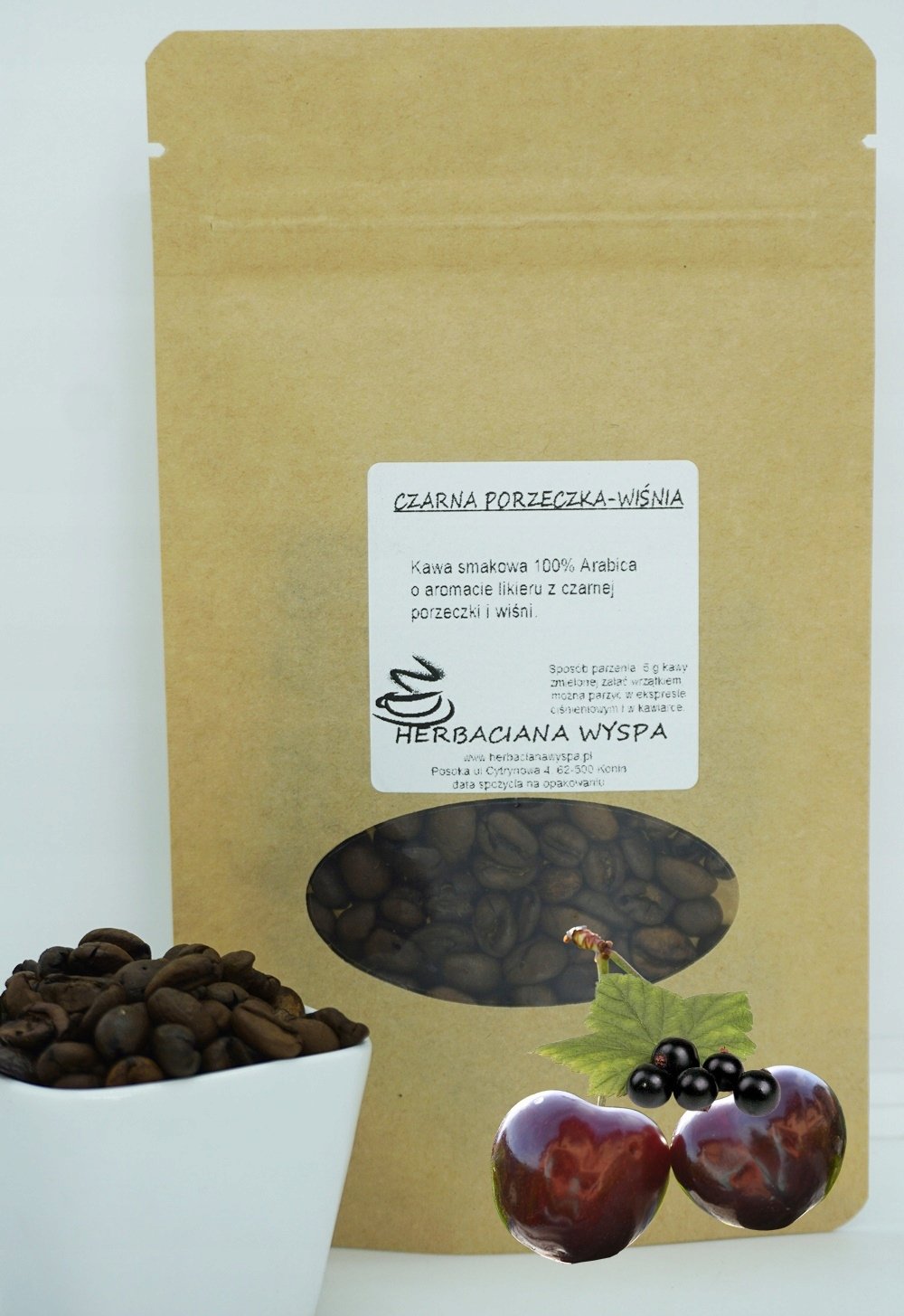 Kawa smakowa Czarna Porzeczka I Wiśnia 1 kg ziarnista-mielimy