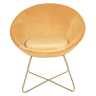 Fotele - Fotel okrągły z poduszką na złotych nogach : Kolor - Żółty - miniaturka - grafika 1