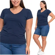 Koszulki i topy damskie - T-shirt damski klasyczny z krótkim rękawem granatowy XL - miniaturka - grafika 1