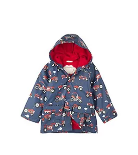 Hatley Chłopcy płaszcz przeciwdeszczowy Boys Raincoat - Lots Of Sharks, (Tractors), 10 Lat - Kurtki i płaszcze dla chłopców - miniaturka - grafika 1