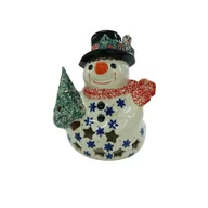 Ozdoby bożonarodzeniowe - Ceramiczny bałwan mały Ceramika Bolesławiec - miniaturka - grafika 1