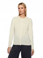 Swetry damskie - UNITED COLORS OF BENETTON KARDIGAN DAMSKI GŁADKI KREMOWY Z GUZIKAMI S OPA - miniaturka - grafika 1