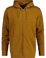 Bluzy męskie - GANT Męska bluza z kapturem REG Shield Full Zip Hoodie bluza z kapturem, Juniper Green, Standard, Juniper Green - miniaturka - grafika 1