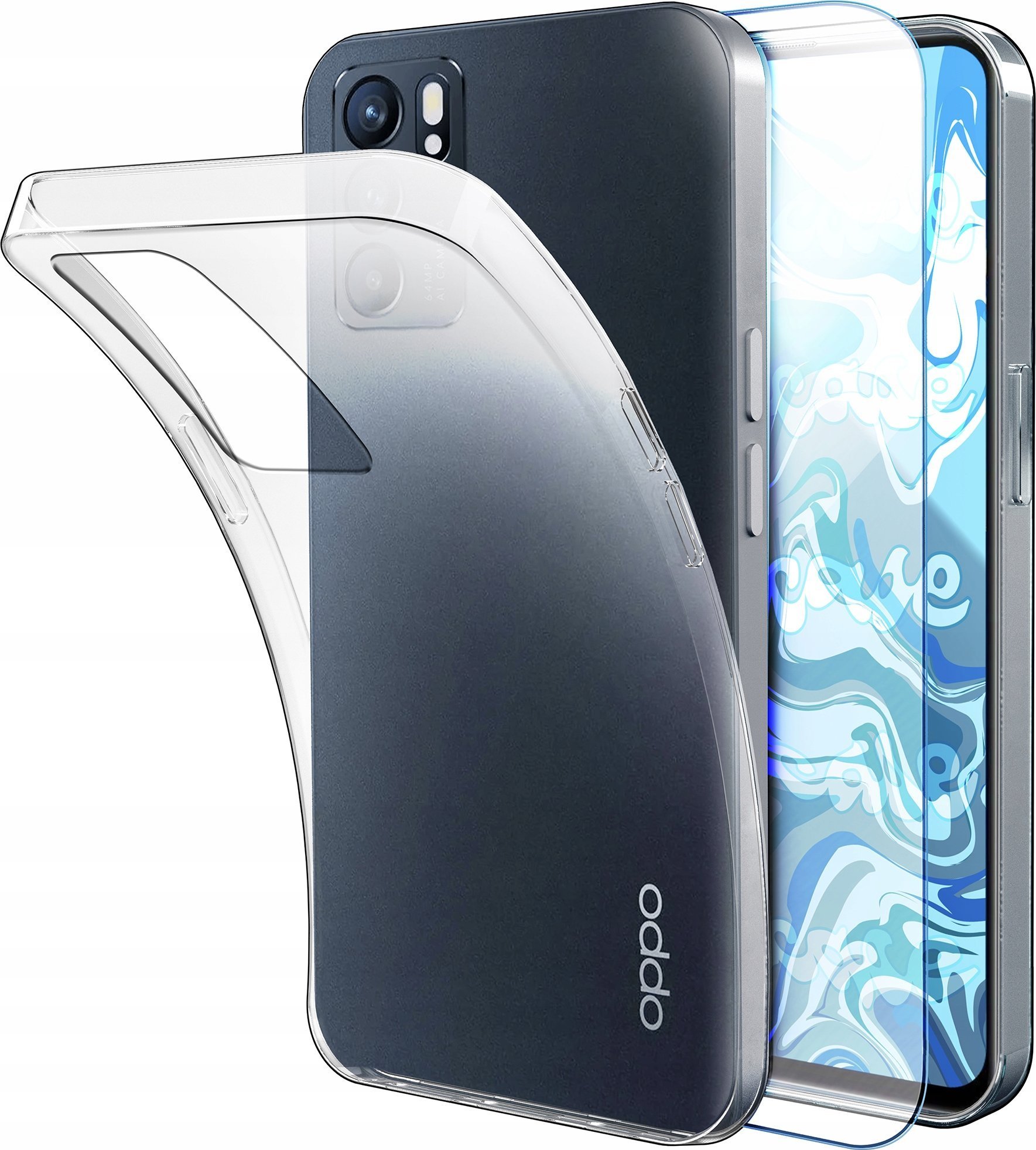 Etui Do Oppo Reno 6 5G Przezroczyste, Silikonowe, Ochronne Szkło 9H
