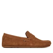 Mokasyny męskie - Mokasyny Tommy Hilfiger Casual Hilfiger Suede Driver FM0FM04998 Brązowy - miniaturka - grafika 1