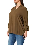 Koszulki i topy damskie - Samoon Damska koszulka polo z rękawem 3/4, rękaw 3/4, jednokolorowa, zielony (Seaweed), 56 - miniaturka - grafika 1