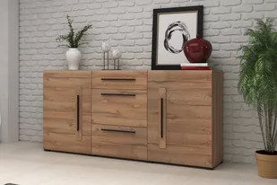 Komoda dwudrzwiowa z trzema szufladami Tulsa 26 - dąb grandson - Komody - miniaturka - grafika 3