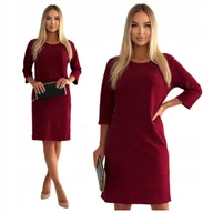 Sukienki - BORDOWA PROSTA ŚWIECĄCA BROKATOWA SUKIENKA MINI SYLWESTER ROZMIAR 38 GLAM - miniaturka - grafika 1