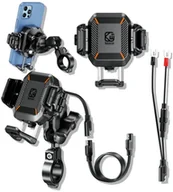 Akcesoria motocyklowe - Uchwyt na telefon do roweru, motocykla Supero KEWIG M33-A1 + ładowarka indukcyjna 15W, czarnya - miniaturka - grafika 1
