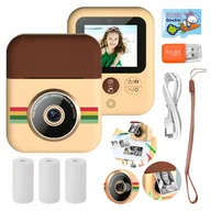 Aparaty natychmiastowe - Aparat Natychmiastowy Retro Mini Drukarka Do Zdjęć Kamera 3 Rolki 32GB - miniaturka - grafika 1