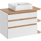 Szafki łazienkowe - Szafka z Umywalką 820 Platinum Comad Biały Kasai, Biały, Dąb Craft Złoty - miniaturka - grafika 1