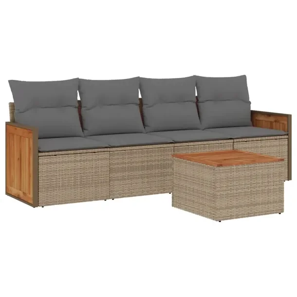 Zestaw wypoczynkowy ogrodowy beżowy z rattanem PE, wymiary 55 x 62 x 69 cm