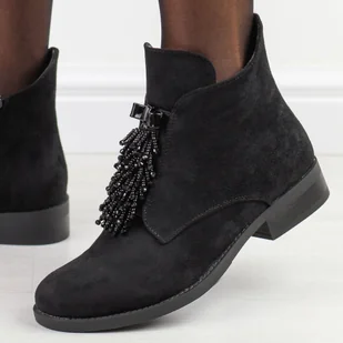 Czarne zamszowe botki damskie S.Barski 42-715 - S.BARSKI - Botki damskie - miniaturka - grafika 1