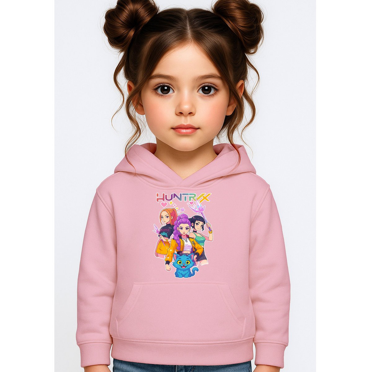 BLUZA DZIECIĘCA K-POPOWE ŁOWCZYNIE DEMONÓW HUNTRIX 122-128 Z KAPTUREM
