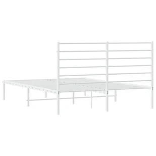 Metalowa rama łóżka z wezgłowiem biała, 140x200 cm Lumarko! - Łóżka - miniaturka - grafika 9