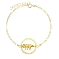 Biżuteria dla dzieci - Dinozaur Triceratops Pozłacana Bransoletka  - MEJK Jewellery - miniaturka - grafika 1