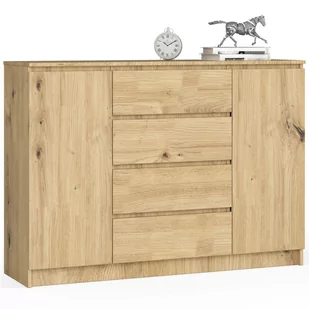 Komoda K 140 cm 2 drzwi 4 szuflady - dąb artisan - Komody - miniaturka - grafika 1