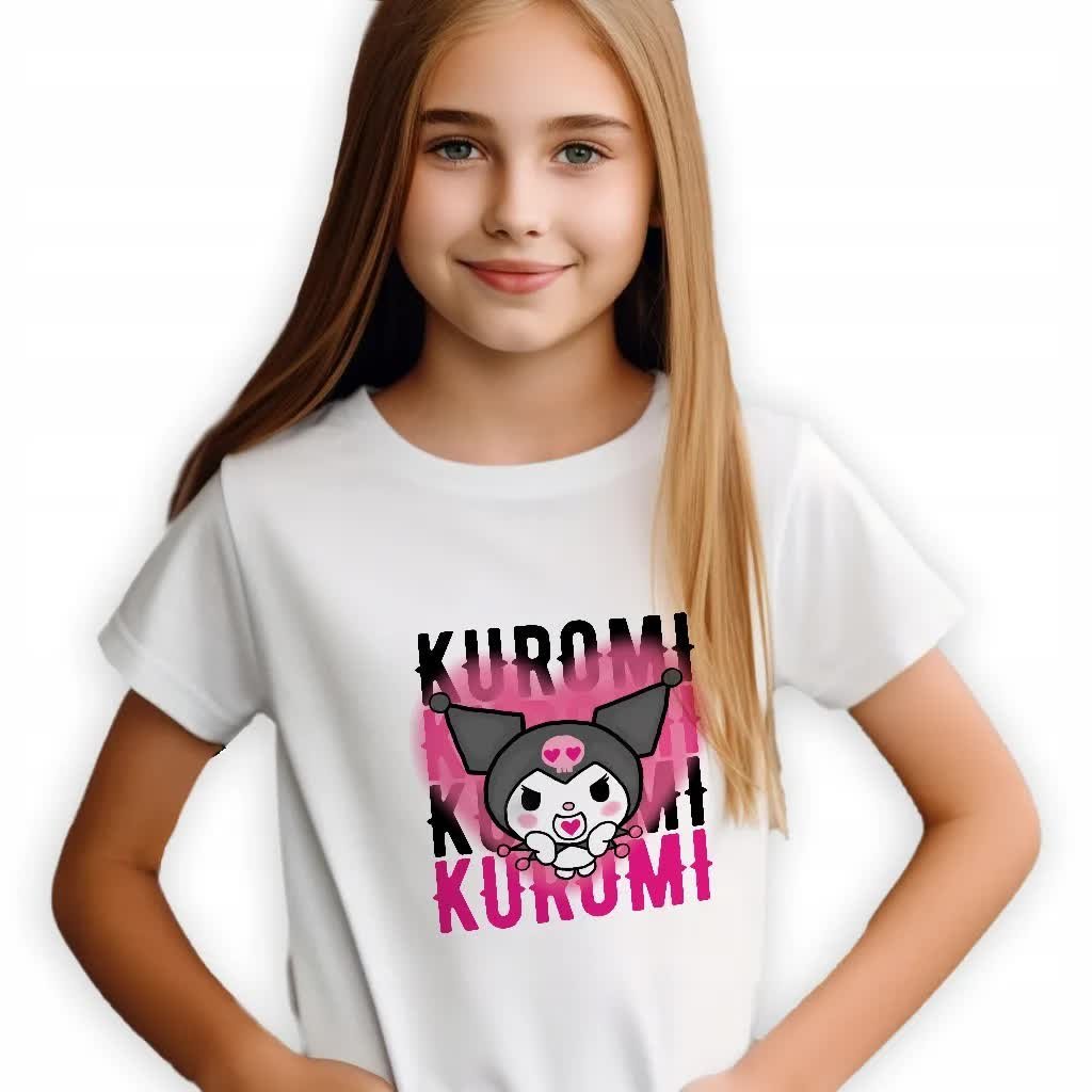 KOSZULKA BIAŁA DZIECIĘCA Na Prezent Urodziny Anime Królik KUROMI Wzory 146