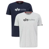 Odzież taktyczna i umundurowanie - Koszulki Alpha Industries Alpha Label T 2 Pack 118534 641 - Grey.Heat / Rep.Blue - miniaturka - grafika 1