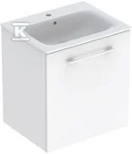 Szafki łazienkowe - Selnova Square Zestaw szafki pod umywalkę, z jednymi drzwiami, B60cm, H65.2cm, T50.2cm, biały, z umywalką meblową, cienki rant, z przelewem, z - miniaturka - grafika 1