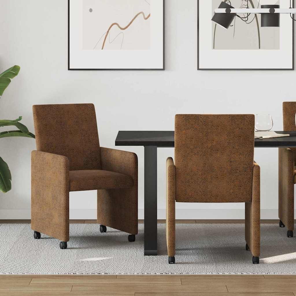 vidaXL Krzesła jadalne 2 pcs Brązowy 57 x 66 x 94 cm zamsz