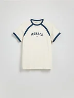 Koszulki męskie - Reserved - T-shirt regular z nadrukiem - złamana biel - miniaturka - grafika 1