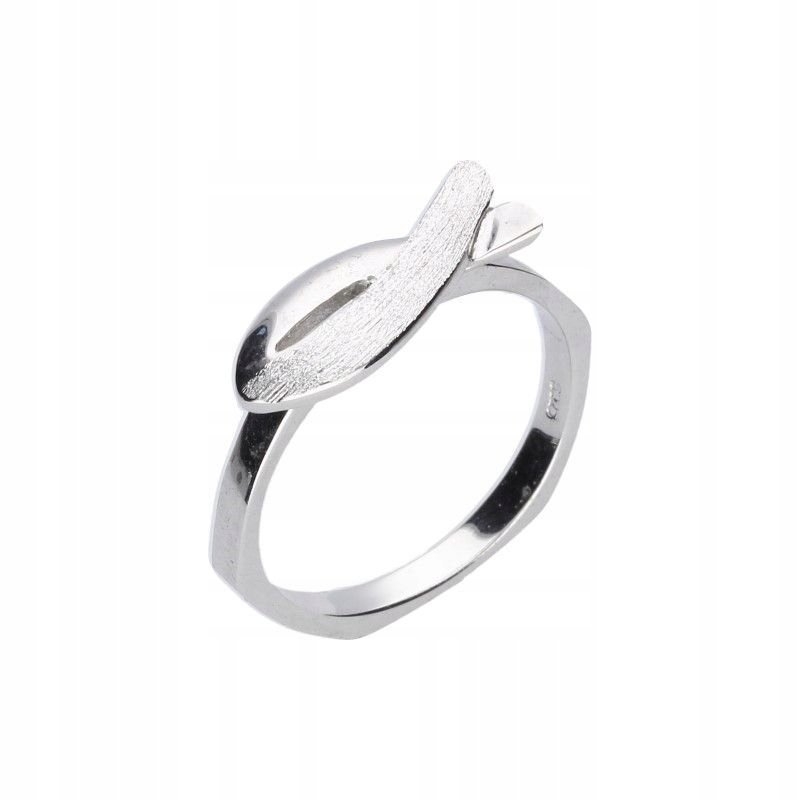 Pierścionek damski ze srebra 925 rybka satynowany modny wzór r13 dla niej