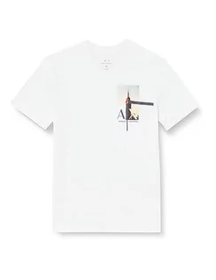 Koszulki męskie - Armani Exchange Męski t-shirt z nadrukiem z nadrukiem, slim fit, rozciągliwa bawełna, biały, XS - grafika 1