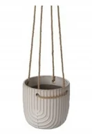 Donice - Doniczka ceramiczna wisząca 11x12,2cm kremowa ze sznurkami jutowymi - miniaturka - grafika 1